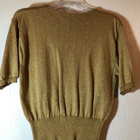 Metallic Gold knit sweater top - Picture 2 of 4